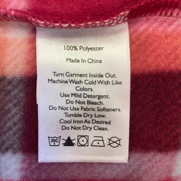 Eddie Bauer Fleece Quarter Zip Pullover Long Sleeve, Red/Pink Plaid, X-Small NWT - Picture 10 of 11